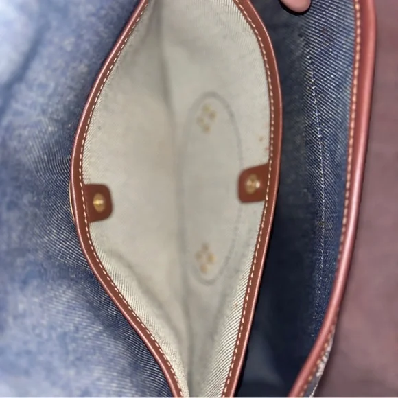 Celine Denim and Brown leather Studded Shoulder Bag - Picture 13 of 16